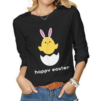 Happy Easter Bunny Ears Chicken Egg Fun Holiday Women Long Sleeve T-shirt | Mazezy