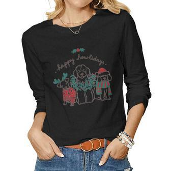 Happy Howlidays Dog Christmas Women Long Sleeve T-shirt | Mazezy