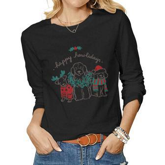 Happy Howlidays Dog Lover Christmas Women Long Sleeve T-shirt | Mazezy