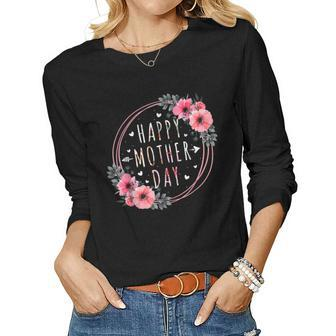Happy Mothers Day 2023 Cute Floral For Women Mom Grandma Women Graphic Long Sleeve T-shirt - Thegiftio UK