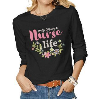 Happy Nurse Week 2023 Nursing School Graduation Flower Love Women Long Sleeve T-shirt | Mazezy