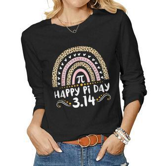 Happy Pi Day Mathematic Math Teacher Gifts Leopard Rainbow V2 Women Graphic Long Sleeve T-shirt - Seseable