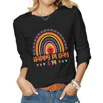 Happy Pi Day Mathematic Math Teacher Gifts Leopard Rainbow V3 Women Graphic Long Sleeve T-shirt - Seseable