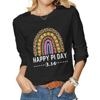Happy Pi Day Mathematic Math Teacher Gifts Leopard Rainbow V5 Women Graphic Long Sleeve T-shirt - Seseable