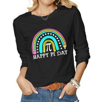 Happy Pi Day Mathematic Math Teacher Nerd Leopard Rainbow V3 Women Graphic Long Sleeve T-shirt - Seseable