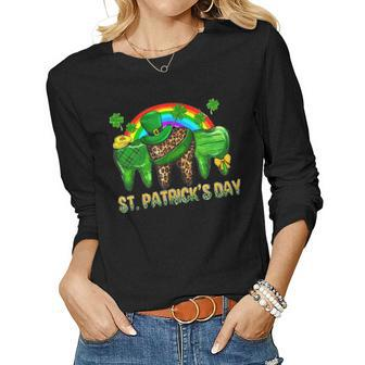 Happy St Patricks Day Dental Assistant Tooth Irish Rainbow Women Graphic Long Sleeve T-shirt - Seseable