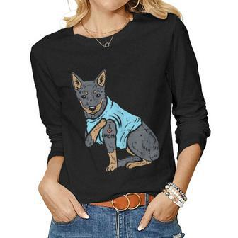 Heeler I Love Mom Animal Pet Red Blue Cattle Dog Women Women Long Sleeve T-shirt | Mazezy
