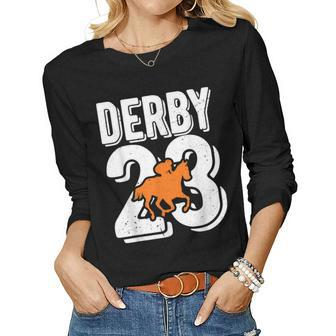 Horse Rider Derby 23 Horse Racing Fans Vintage Women Long Sleeve T-shirt | Mazezy