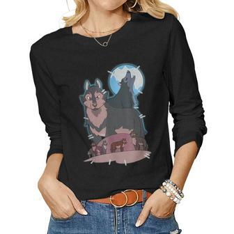 Hunters Wolf Owl Costume House-Kid Friends Family Women Long Sleeve T-shirt | Mazezy