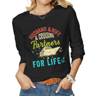 Husband And Wife Cruise Partners For Life 2023 Cruising Women Graphic Long Sleeve T-shirt - Thegiftio UK