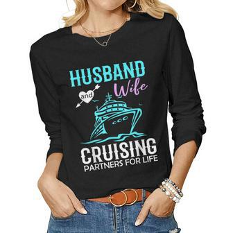 Husband And Wife Cruising Partners For Life Cruise Couples Women Graphic Long Sleeve T-shirt - Thegiftio UK