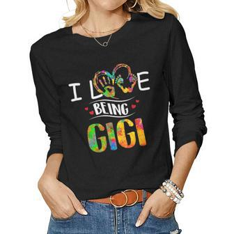 I Love Being A Gigi Art Matching Family Mother Day Women Graphic Long Sleeve T-shirt - Seseable