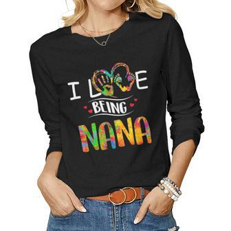 I Love Being A Nana Art Matching Family Mother Day Women Graphic Long Sleeve T-shirt - Seseable