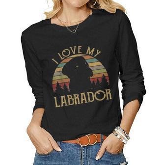 I Love My Black Lab Labrador Funny Lover Mom Dad Themed Gift Women Graphic Long Sleeve T-shirt - Seseable