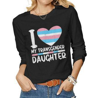 I Love My Transgender Daughter Gift Lgbt Flag Trans Mom Dad Women Graphic Long Sleeve T-shirt - Seseable
