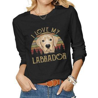 I Love My Yellow Lab Labrador Funny Lover Mom Dad Kid Gifts Women Graphic Long Sleeve T-shirt - Seseable