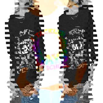 I Tackled 100 Days Of School Football Tie Dye Teacher Kids V2 Women Graphic Long Sleeve T-shirt | Seseable UK