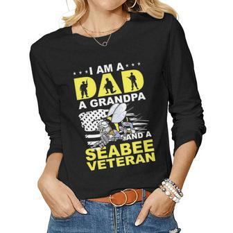 Im A Dad A Grandpa And Navy Seabee Veteran Gift Women Graphic Long Sleeve T-shirt - Seseable