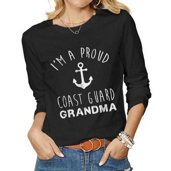 Im A Proud Coast Guard Grandmother Grandma Women Graphic Long Sleeve T-shirt - Seseable