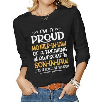 Im A Proud Mother In Law Of A Freaking Awesome Son In Law Women Graphic Long Sleeve T-shirt - Seseable