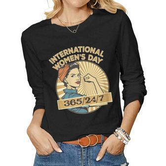 Womens International Womens Day 8 March 2023 Women Long Sleeve T-shirt | Mazezy