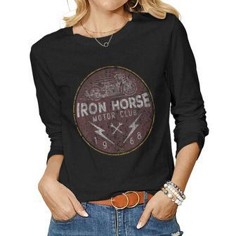 Iron Horse Motor Club 1968 Red Vintage Graphic Women Long Sleeve T-shirt | Mazezy
