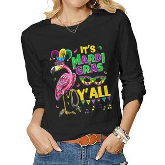 It’S Mardi Gras Y’All Flamingo Jester Hat Women Girls Women Graphic Long Sleeve T-shirt - Seseable