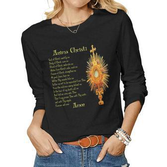 Jesus Catholic Prayer Anima Christi Eucharist Women Graphic Long Sleeve T-shirt - Seseable