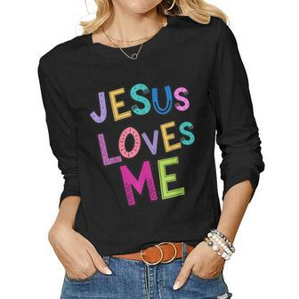 Jesus Loves Me Religious Christian Catholic Church Prayer Women Long Sleeve T-shirt | Mazezy