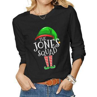 Jones Squad Elf Group Matching Family Name Christmas Gift Women Graphic Long Sleeve T-shirt