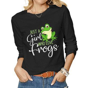 Just A Girl Who Loves Frogs Gift For Women And Girls Women Graphic Long Sleeve T-shirt - Seseable