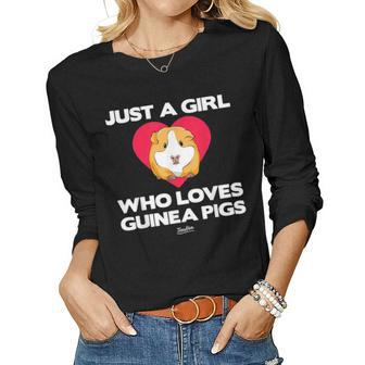 Just A Girl Who Loves Guinea Pig T Mom Guinea Pig Lover Women Graphic Long Sleeve T-shirt - Seseable