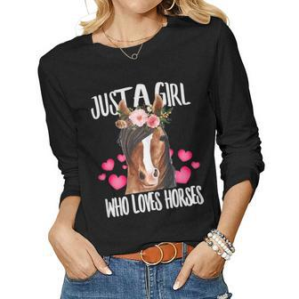 Just A Girl Who Loves Horses Riding Love-R Birth-Day Gift Women Graphic Long Sleeve T-shirt - Seseable