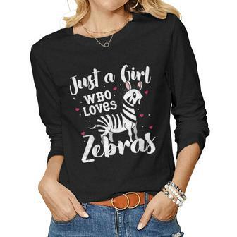 Just A Girl Who Loves Zebra Women Gift Mom Lover Women Graphic Long Sleeve T-shirt - Seseable