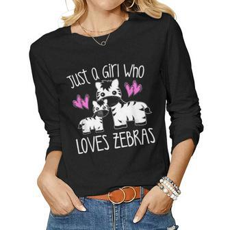 Just A Girl Who Loves Zebras Mom Baby Toddler Kid Women Gift Women Graphic Long Sleeve T-shirt - Seseable