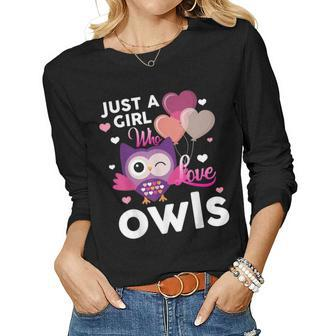 Just A Girl Who Love Owls Owl Mom Women Long Sleeve T-shirt | Mazezy