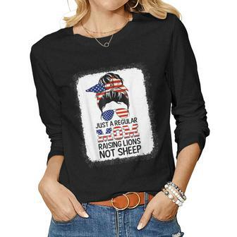 Just A Regular Mom Not Sheep Patriot Raising Lions Women Long Sleeve T-shirt | Mazezy