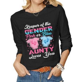 Keeper Of The Gender Aunty Loves You Baby Announcement Women Long Sleeve T-shirt | Mazezy