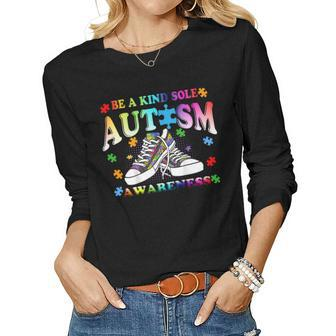 Be A Kind Sole Autism Awareness Puzzle Shoes Be Kind Women Long Sleeve T-shirt | Mazezy DE