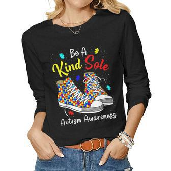 Be A Kind Sole Autism Awareness Rainbow Trendy Puzzle Shoes Women Long Sleeve T-shirt | Mazezy CA