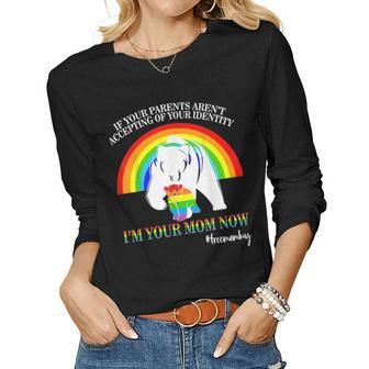 Lgbt Pride Free Mom Hugs Mama Bear Im Your Mom Now Gifts Women Graphic Long Sleeve T-shirt - Seseable