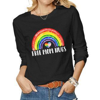 Lgbtq Free Mom Hugs Gay Pride Lgbt Ally Rainbow Mothers Da Women Long Sleeve T-shirt | Mazezy