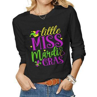 Little Miss Mardi Gras Funny Mardi Gras 2023 Women Graphic Long Sleeve T-shirt - Seseable
