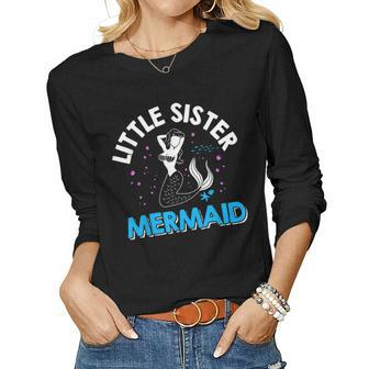 Little Sister Mermaid Matching Family Women Long Sleeve T-shirt | Mazezy