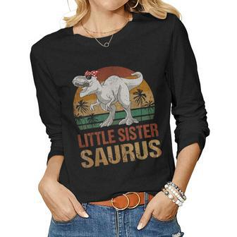 Little Sistersaurus Dinosaur Little Sister Saurus Vintage Women Long Sleeve T-shirt | Mazezy DE