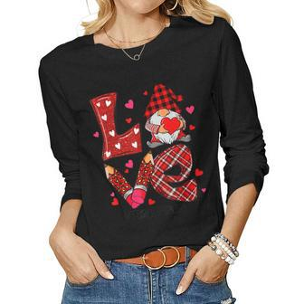 Love Gnomes Teacher Life Cute Valentines Day Teacher Gifts Women Graphic Long Sleeve T-shirt - Seseable