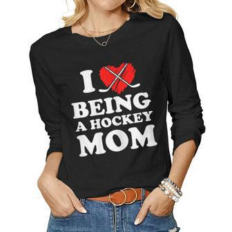 I Love Being A Hockey Mom Costume Hockey Player Mommy Women Long Sleeve T-shirt | Mazezy