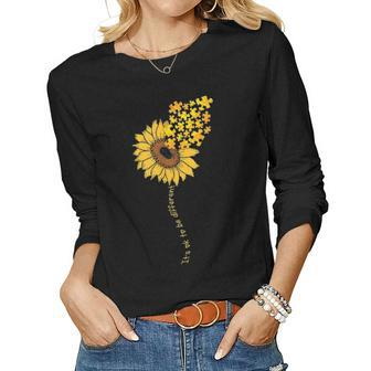 Love Sunflower Puzzle Autism Awareness Mom Daughter Women Graphic Long Sleeve T-shirt - Seseable
