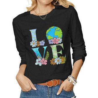 Love World Earth Day 2023 Planet For Men Women Kids Women Long Sleeve T-shirt | Mazezy