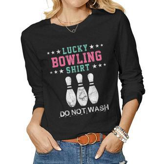 Lucky Bowling Gift For Women Wife Mom Or Girls Women Graphic Long Sleeve T-shirt - Seseable